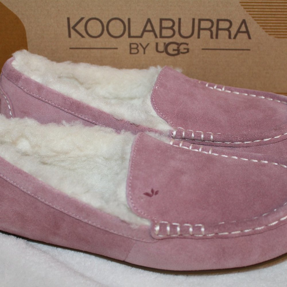NIB UGG KOOLABURRA WOMEN'S SUEDE FUR SLIPPERS PINK - Picture 2 of 6